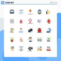Pacote de cores planas de 25 interfaces de usuário de sinais e símbolos modernos de elementos de design de vetores editáveis de bolhas coordenadas reais