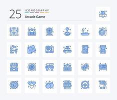 Arcade 25 pacote de ícones de cor azul, incluindo jogo. bombear. diversão. jogar. diversão vetor
