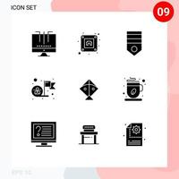 9 ícones criativos, sinais e símbolos modernos de alvo, funcionário do exército, soldado, elementos de design de vetores editáveis