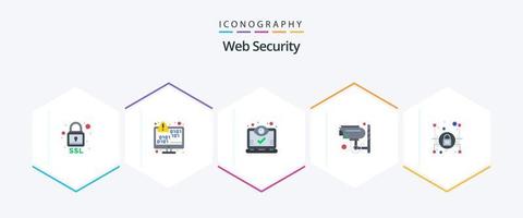 web security 25 flat icon pack incluindo proteção. cctv. erro. Câmera. do utilizador vetor