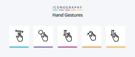 gestos de mão linha 5 pacote de ícones incluindo dedo. pitada. mão. interface. contrato. design de ícones criativos vetor