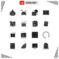 16 ícones criativos sinais modernos e símbolos de elementos de design de vetores editáveis de calendário de finanças de bate-papo
