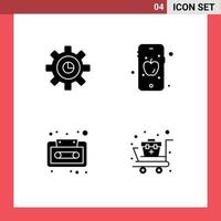 4 ícones criativos sinais modernos e símbolos de configuração de cassete gráfico educação elementos de design de vetores editáveis de primeiros socorros