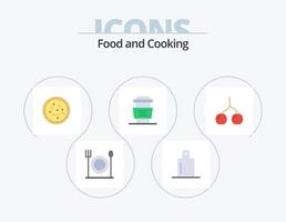 design de ícones do pacote de 5 ícones planos de comida. . comida. bebidas. cereja. bebida vetor