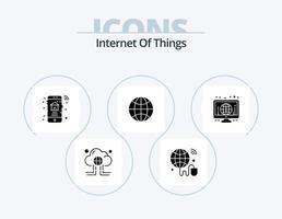 internet das coisas glifo ícone pack 5 design de ícone. globo. iot. mundo. Internet das Coisas. imobiliária vetor