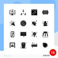 16 conceito de glifo sólido para sites móveis e aplicativos interface de ferramenta de grupo web acordeão elementos de design vetorial editáveis vetor