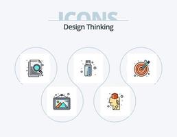 linha de pensamento de design cheia de ícones do pacote 5 design de ícones. . mente. arquivo. conhecimento. USB vetor