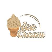 ícone de linha vetorial de sorvete ou logotipo - ícone de linha fina simples e fundo geométrico colorido - vetor de estoque