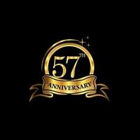 comemoração dos 57 anos. aniversário clássico elegância dourada cor isolada em fundo preto, desenho vetorial para celebração, cartão de convite e cartão de felicitações vetor