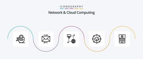 pacote de ícones de linha 5 de rede e computação em nuvem, incluindo tecnologia. computador portátil. Internet. compartilhar. computação em nuvem vetor