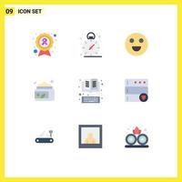 9 ícones criativos, sinais modernos e símbolos de emojis de livro de teclado, loção de spa, elementos de design de vetores editáveis