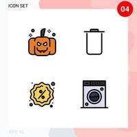 conjunto de 4 sinais de símbolos de ícones de interface do usuário modernos para halloween shopping instagram distintivo de limpeza de elementos de design de vetores editáveis