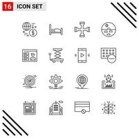 pacote de ícones de vetores de estoque de 16 sinais e símbolos de linha para pele, cruz, chave de pele seca, elementos de design de vetores editáveis