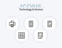 design de ícone do pacote de 5 ícones de linha de dispositivos. console. mensagem. hardware. dispositivos. celular vetor