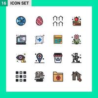 grupo de 16 linhas preenchidas de cores planas modernas definidas para propriedade de script api de volta à escola apple education elementos de design de vetor criativo editáveis