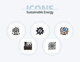 linha de energia sustentável cheia de ícones do pacote 5 design de ícones. energia. poder. plantar. energia. nuvem vetor