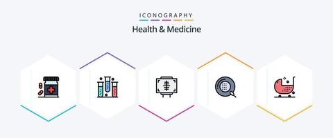 pacote de ícones de 25 linhas preenchidas de saúde e medicina, incluindo doenças. bebê. forma. medicamento. forma vetor