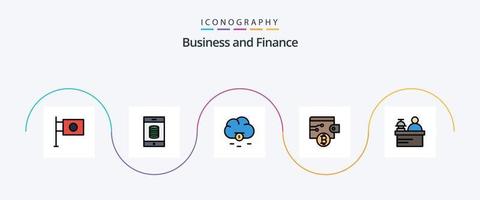 linha de finanças cheia de pacote de ícones de 5 planos, incluindo . dinheiro. gerente. porteiro vetor