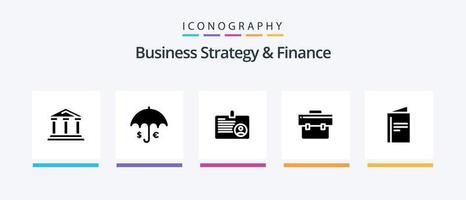 estratégia de negócios e pacote de ícones de glifo 5 de finanças, incluindo . eu ia . guarda-chuva . cartão .. design de ícones criativos vetor