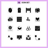 16 ícones criativos sinais modernos e símbolos de sinal de grade exibem elementos de design de vetores editáveis de café próximos