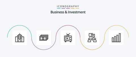 pacote de ícones de linha 5 de negócios e investimentos, incluindo usuário. interface. televisão. analítico. grupo vetor