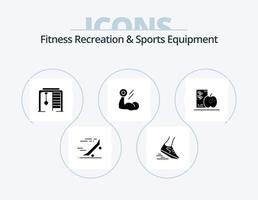 recreação de fitness e design de ícone de glifo de equipamento esportivo 5 design de ícone. músculo. musculação. corredor. bíceps. esporte vetor