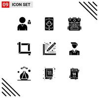 9 ícones criativos, sinais e símbolos modernos de documentos de negócios, design de acampamento, gráficos editáveis, elementos de design vetorial vetor