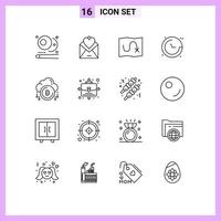 16 sinais de contorno universal, símbolos de navegação de pagamento, amor, localização, bússola, elementos de design vetorial editáveis vetor