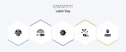 pacote de ícones de 25 glifos do dia do trabalho, incluindo chave de fenda. dentes. motorista . rodar . roda vetor