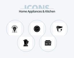 eletrodomésticos e ícone de glifo de cozinha pack 5 design de ícone. cozinha. hotel. áudio. luz. lâmpada vetor