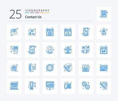 entre em contato conosco pacote de ícones de 25 cores azuis, incluindo telefone. chamar. Informação. serviço. rede vetor