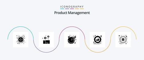 pacote de ícones de glifo 5 de gerenciamento de produtos, incluindo produto. gerenciamento. produtos. alvo. gerenciamento vetor