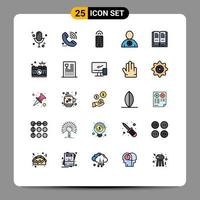 25 ícones criativos sinais modernos e símbolos do livro favorito online avatar reservado elementos de design de vetores editáveis