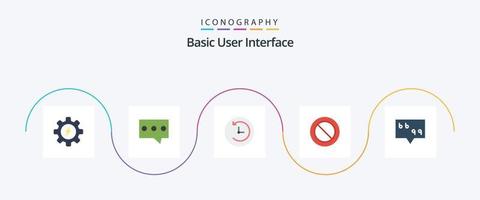 pacote básico de ícones flat 5, incluindo . citar. máquina do tempo. mensagem. definir vetor