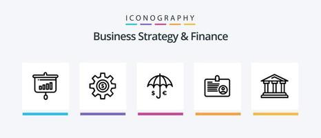 estratégia de negócios e pacote de ícones de linha 5 de finanças, incluindo dinheiro. euro. preço. pagamento. pilha. design de ícones criativos vetor