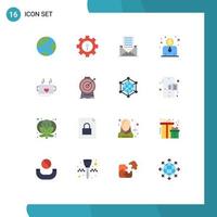 pacote de interface do usuário de 16 cores planas básicas de copo de coração e-mail chá custo do funcionário pacote editável de elementos de design de vetores criativos