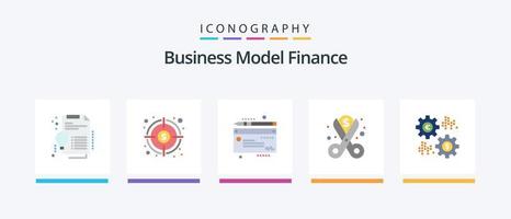 pacote de ícones de finanças planas 5, incluindo juros. redução. alvo. dinheiro. custos. design de ícones criativos vetor