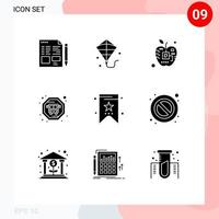 conjunto de 9 sinais de símbolos de ícones de interface do usuário modernos para preço proibido, barra de marcadores artificiais, elementos de design de vetores editáveis