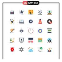 Pacote de cores planas de 25 interfaces de usuário de sinais e símbolos modernos de elementos de design de vetores editáveis de roda de construção de neve canadá