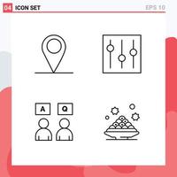 pacote de interface do usuário de 4 cores planas básicas de linha preenchida de gps educação configuração básica qa elementos de design de vetores editáveis