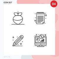 pacote de interface do usuário de 4 cores planas básicas de linhas preenchidas de régua de nota de desconto alimentar monitor elementos de design vetorial editáveis vetor