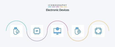 pacote de ícones de 5 dispositivos azuis, incluindo hardware. computadores. gadget. hardware. dispositivos vetor