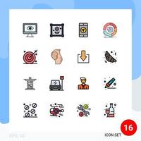 16 ícones criativos, sinais e símbolos modernos de gráfico de pizza, análise de hobby, pontiter, elementos de design de vetores criativos editáveis