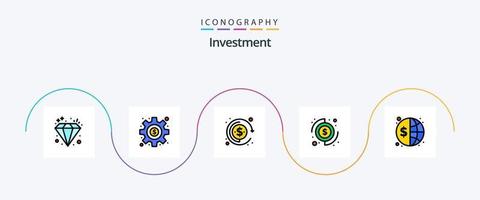 linha de investimento cheia de pacote de ícones de 5 planos, incluindo financiamento de dinheiro. global. investimento. finança. investimento vetor