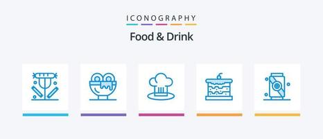 pacote de ícones de comida e bebida azul 5, incluindo macio. bebida. cozinhar. bolo. design de ícones criativos vetor