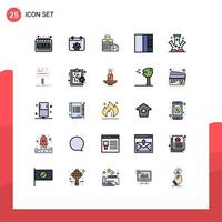 25 interface do usuário pacote de cores planas de linha cheia de sinais e símbolos modernos de layout de conhecimento de saco de moléculas de tecnologia elementos de design de vetores editáveis