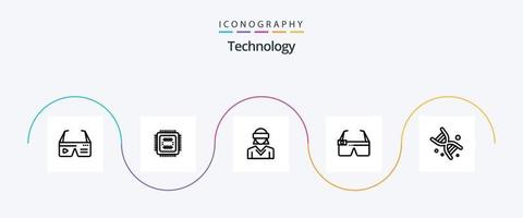 pacote de ícones da linha de tecnologia 5, incluindo smart. copos. CPU. dispositivo. tecnologia vetor