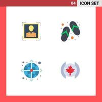 conjunto moderno de 4 ícones e símbolos planos, como chinelos de imagem de perfil do globo do usuário, elementos de design de vetores editáveis na web
