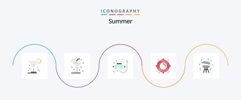 pacote de ícones de verão plano 5 incluindo . equipamento. verão. culinária. resgatar vetor