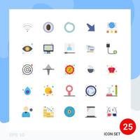 conjunto de 25 sinais de símbolos de ícones de interface do usuário modernos para rede internet parafuso globo para baixo elementos de design de vetores editáveis